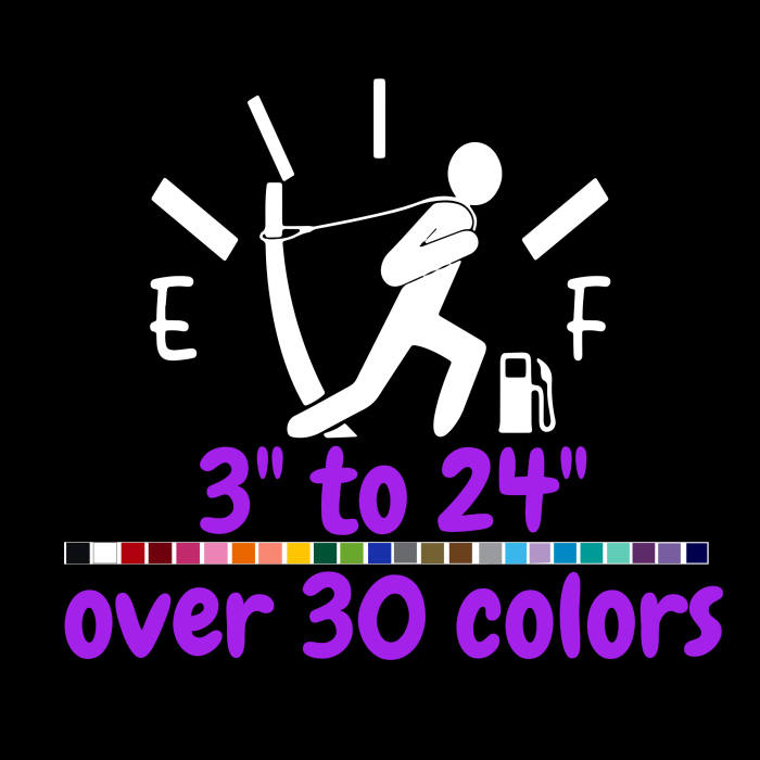 Gas Gauge Vinyl Decal-Custom Size - Up to 24 inches