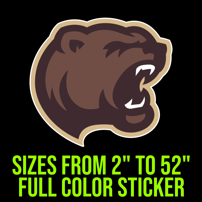 Hershey Bears Full Color Vinyl Decal - Custom Size - Up to 52 inches