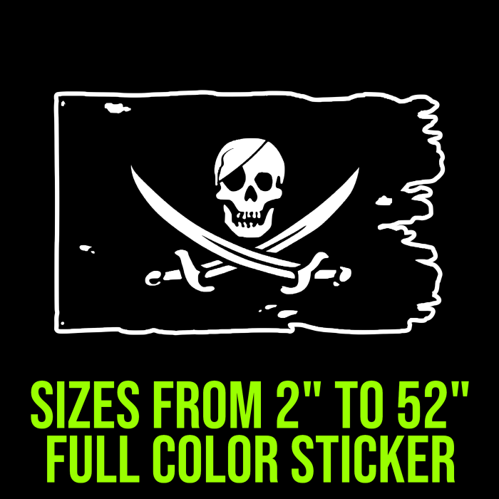 Jolly Roger Flag Full Color Vinyl Decal - Up to 52 inches