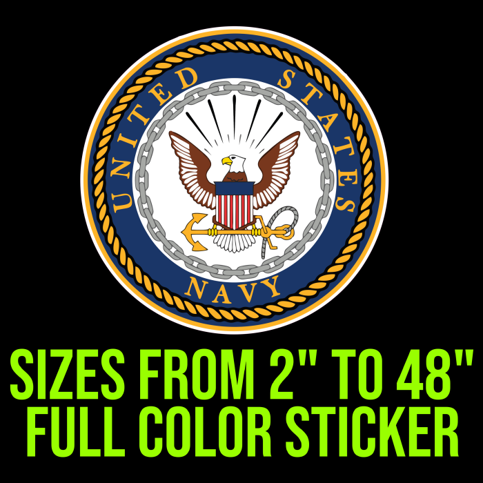 Navy Full Color Vinyl Decal- Custom Size - Up to 52 inches