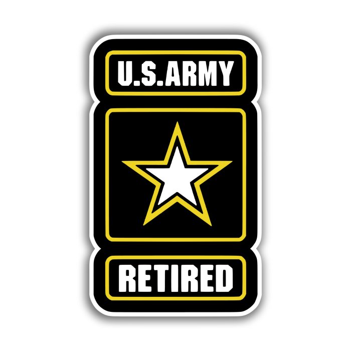 Army Retired Full Color Vinyl Decal- Custom Size - Up to 52 inches