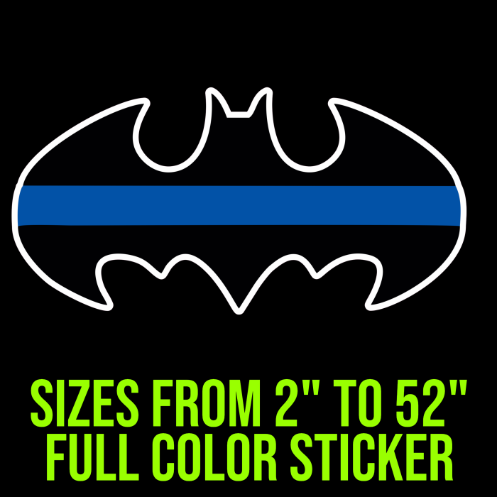 Batman Blue Line Full Color Vinyl Decal - Custom Size - Up to 52 inches