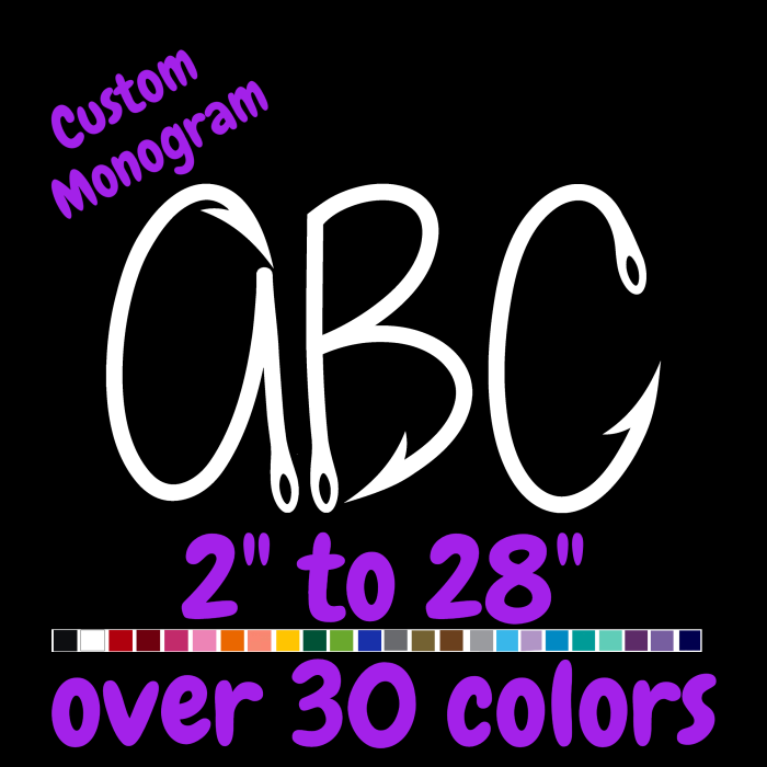 Custom Monogram Vinyl Sticker  - Custom Size - Up to 24 inches