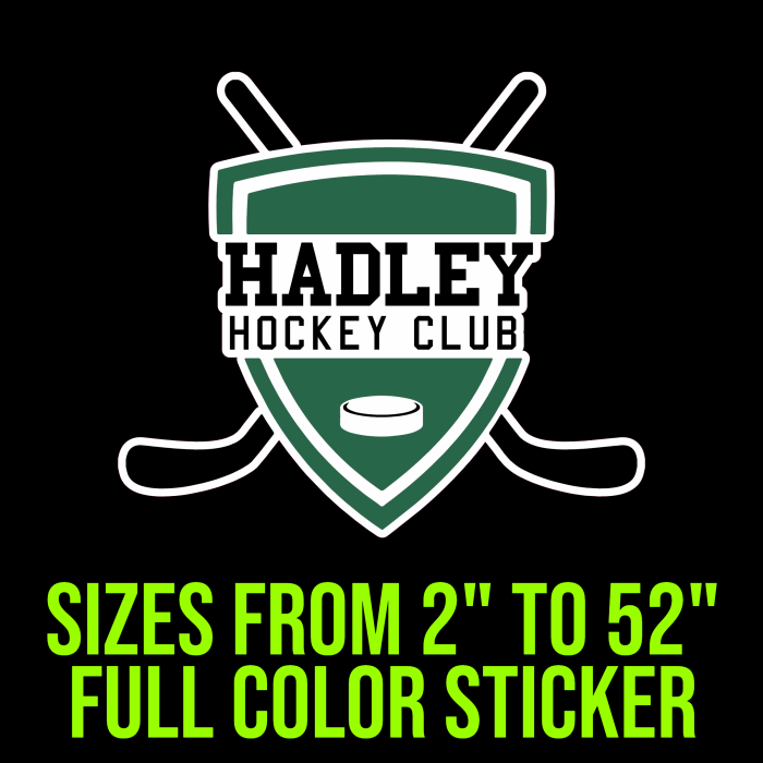 Hadley Hockey Club Full Color Vinyl Decal - Custom Size