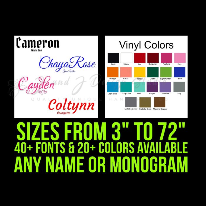 Custom Name Vinyl Decal - Up to 24 inches