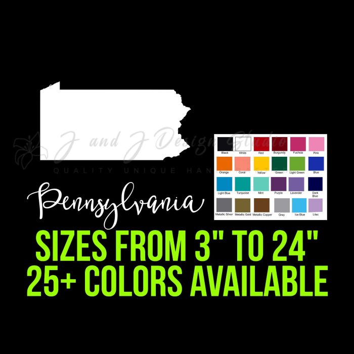 State of Pennsylvania - Custom Size - Up to 24 inches