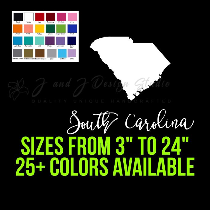 State of South Carolina - Custom Size - Up to 24 inches