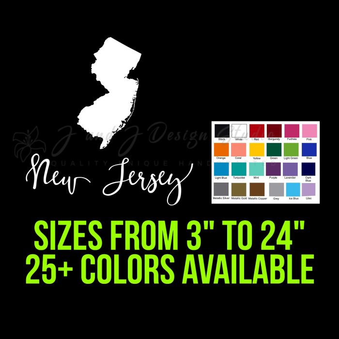 State of New Jersey - Custom Size - Up to 24 inches