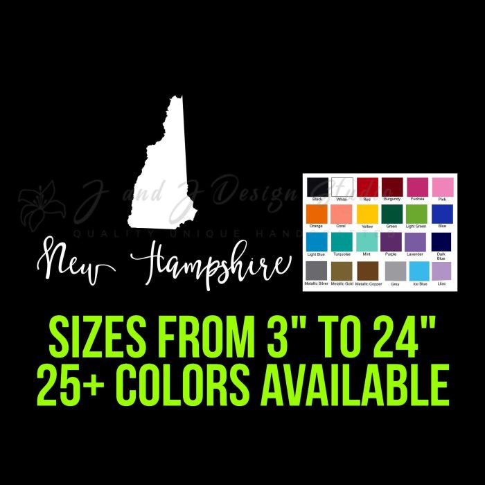 State of New Hampshire- Custom Size - Up to 24 inches