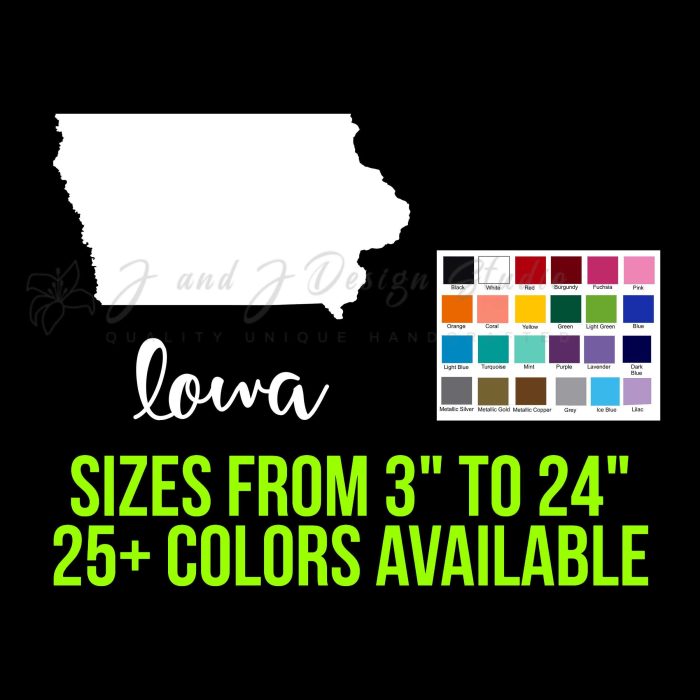 State of Iowa - Custom Size - Up to 24 inches