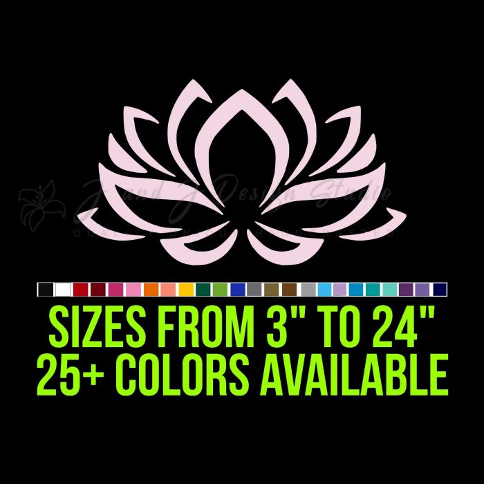 Lotus Flower Vinyl Decal- Custom Size - Up to 24 inches