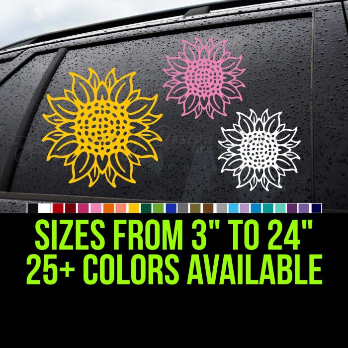 Sunflower Vinyl Decal- Custom Size - Up to 24 inches