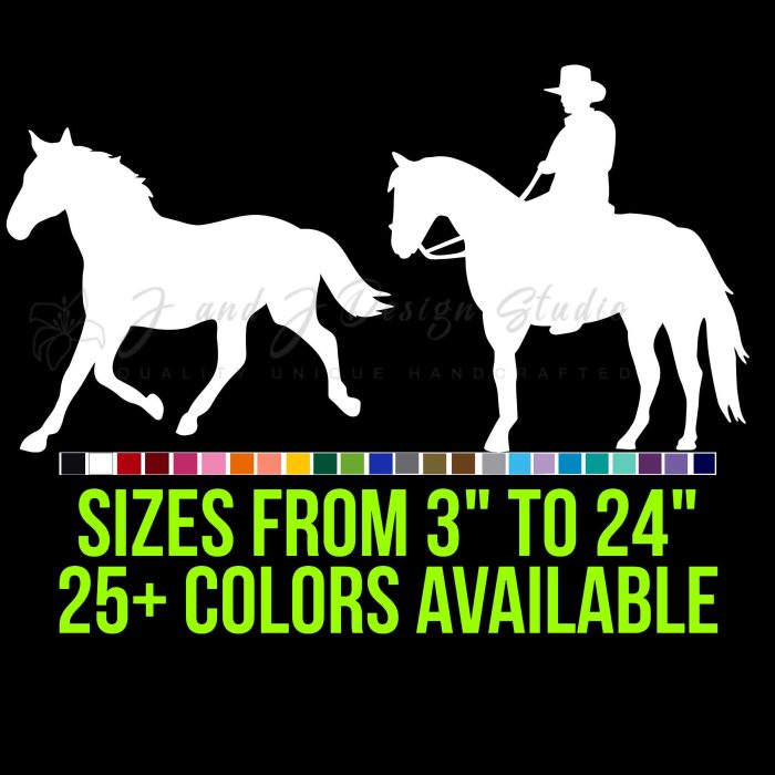 Horses Vinyl Decal- Custom Size - Up to 24 inches