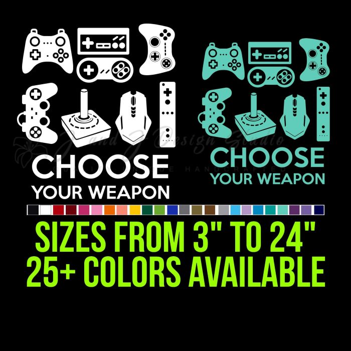 Gaming Vinyl Decal- Custom Size - Up to 24 inches