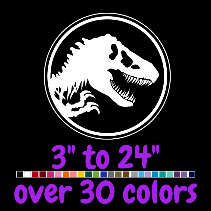 Jurassic Park Vinyl Decal- Custom Size - Up to 24 inches