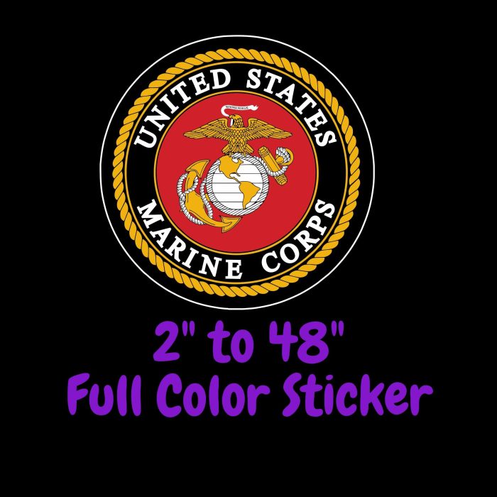 Marine Corp Seal Full Color Vinyl Decal- Custom Size - Up to 52 inches