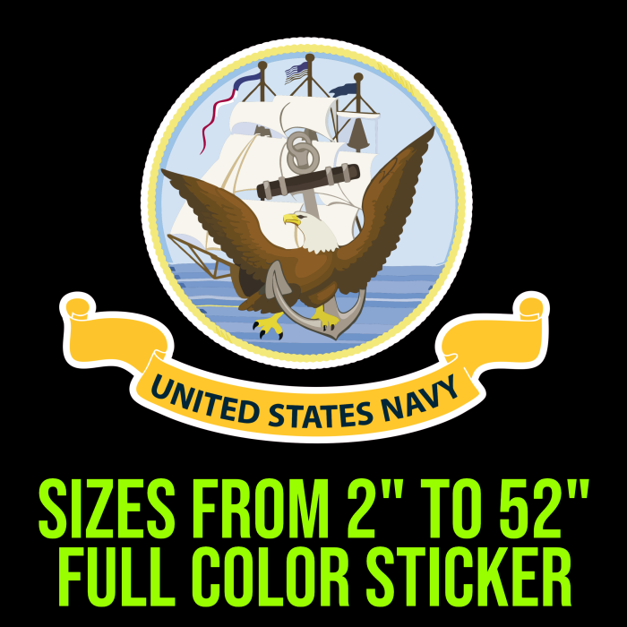 Navy Flag Crest Full Color Vinyl Decal - Custom Size - Up to 52 inches