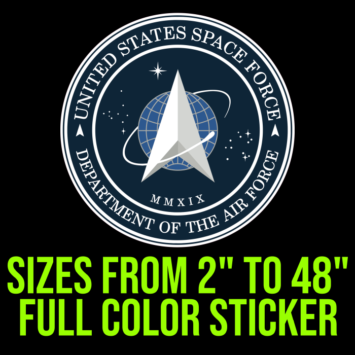 Space Force Full Color Vinyl Decal- Custom Size - Up to 52 inches