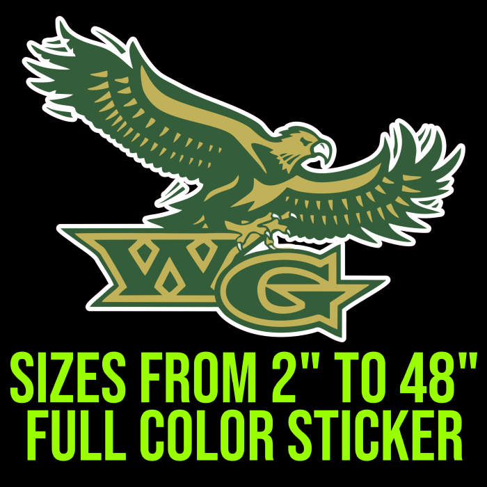 Woodward Granger Hawks Full Color Vinyl Decal - Custom Size - Up to 52 inches