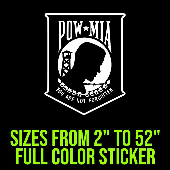 POW Full Color Vinyl Decal- Custom Size - Up to 52 inches