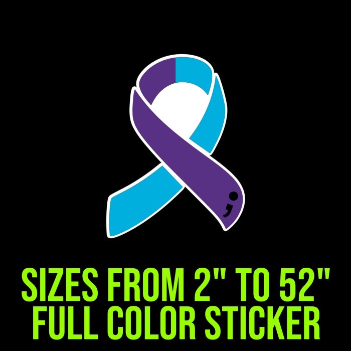 Mental Health Awareness Full Color Vinyl Decals - Custom Size - Up to 52 inches