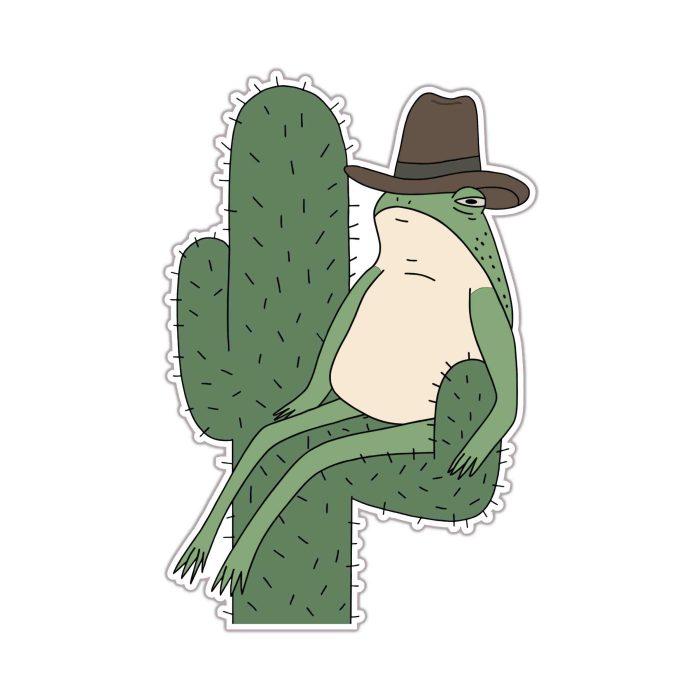 Frog on Cactus Full Color Vinyl Decal - Custom Size - Up to 52 inches