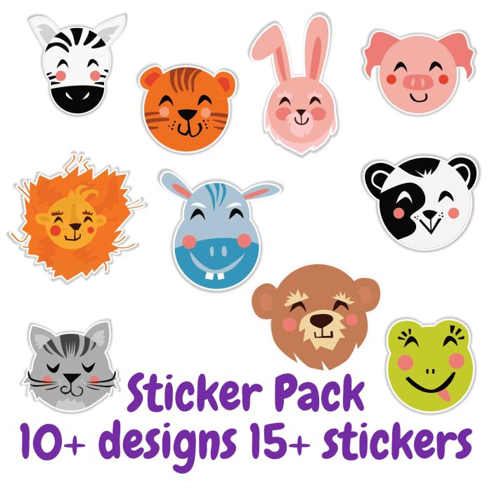 Animal Sticker Pack - Full Color Vinyl Decal - Custom Size