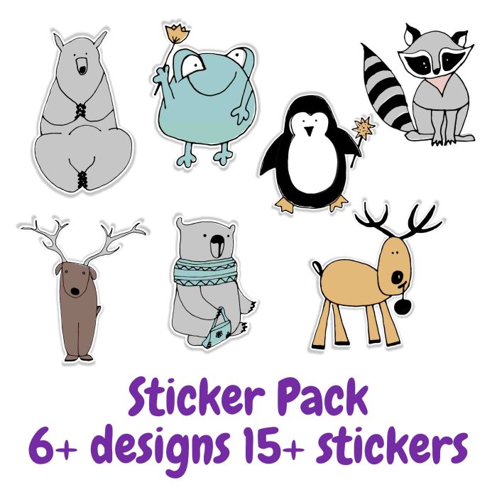 Animal Sticker Pack - Full Color Vinyl Decal - Custom Size