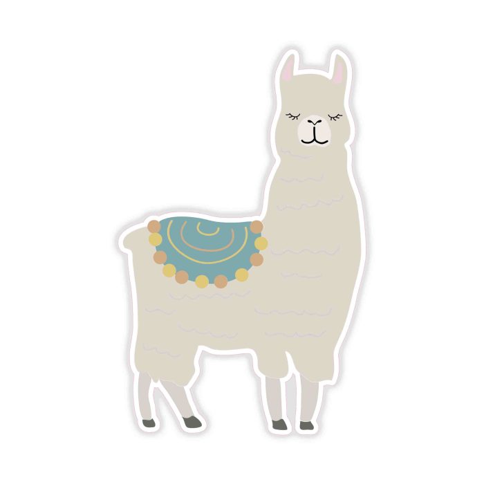 Llama - Full Color Vinyl Decal - Custom Size - Up to 52 inches