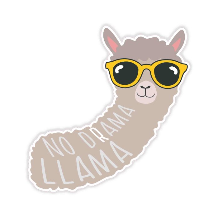 Llama - Full Color Vinyl Decal - Custom Size - Up to 52 inches