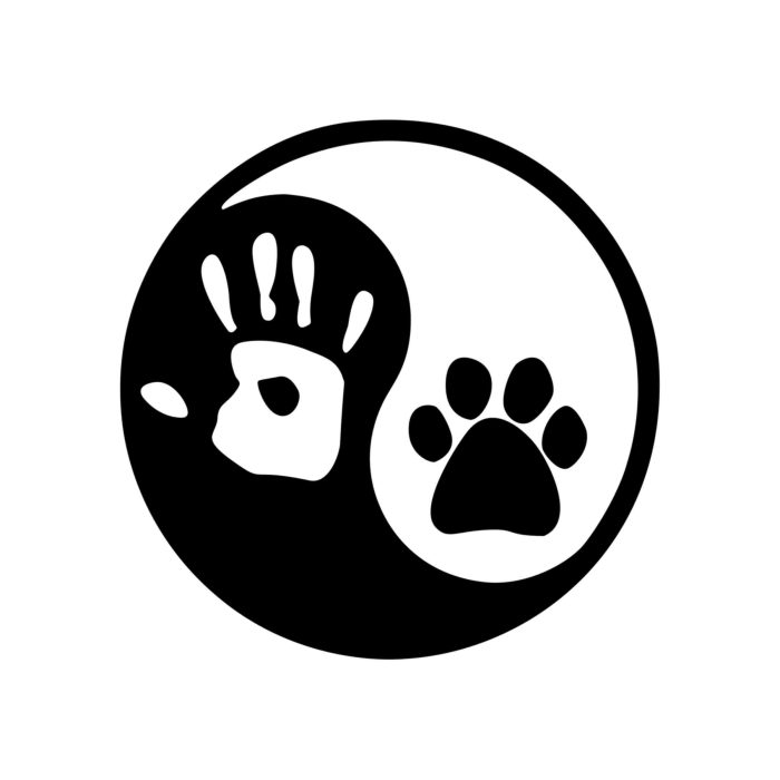 Hand and Paw Ying and Yang - Vinyl Decal - Up to 24 inches