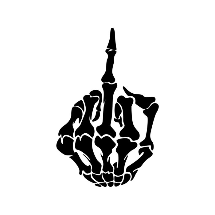 Skeleton Middle Finger - Vinyl Decal - Up to 24 inches