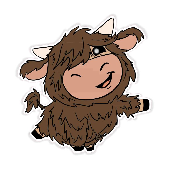 Cute Ox - Full Color Vinyl Decal - Custom Size - Up to 52 inches