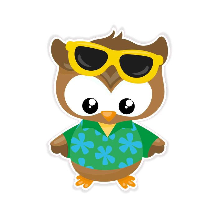 Beach Owl - Full Color Vinyl Decal - Custom Size - Up to 52 inches