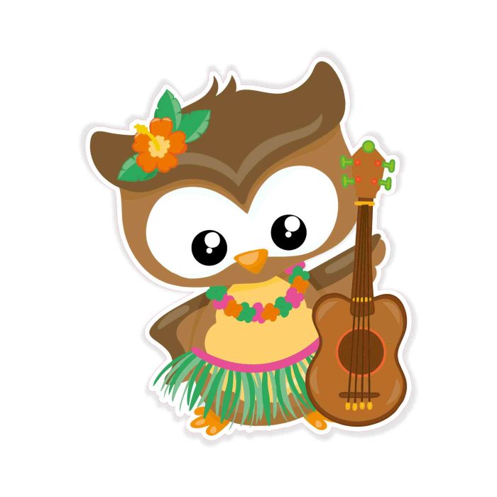 Beach Owl - Full Color Vinyl Decal - Custom Size - Up to 52 inches