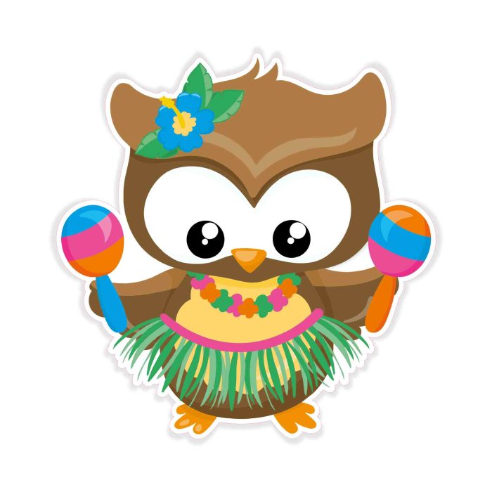 Beach Owl - Full Color Vinyl Decal - Custom Size - Up to 52 inches