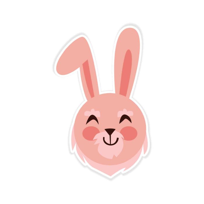 Bunny Head - Full Color Vinyl Decal - Custom Size - Up to 52 inches