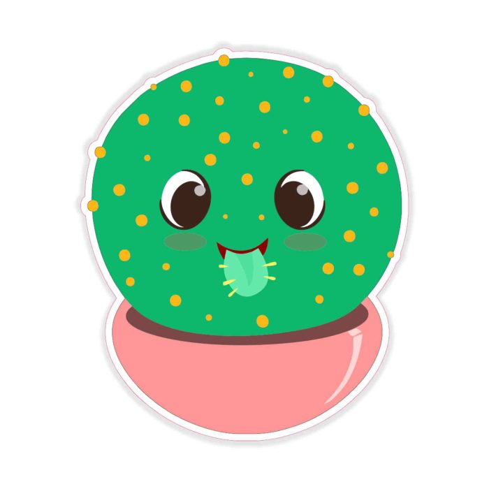 Cute Cactus - Full Color Vinyl Decal - Custom Size - Up to 52 inches