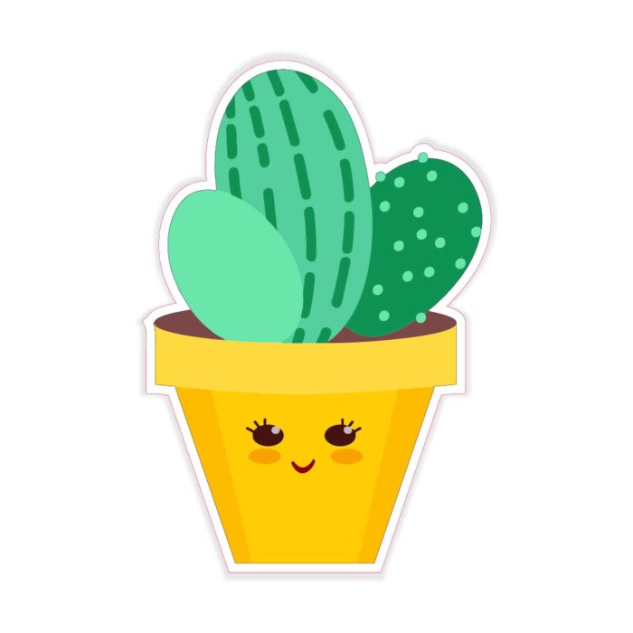 Cute Cactus - Full Color Vinyl Decal - Custom Size - Up to 52 inches