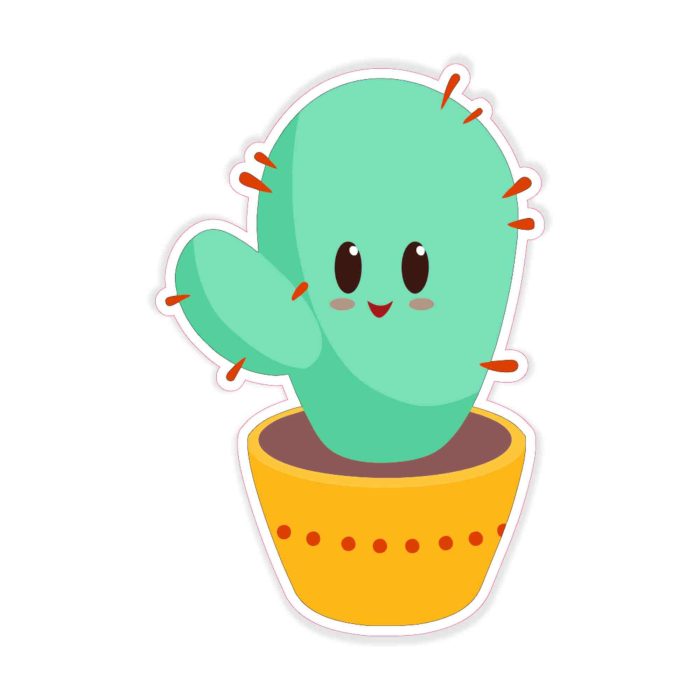 Cute Cactus - Full Color Vinyl Decal - Custom Size - Up to 52 inches