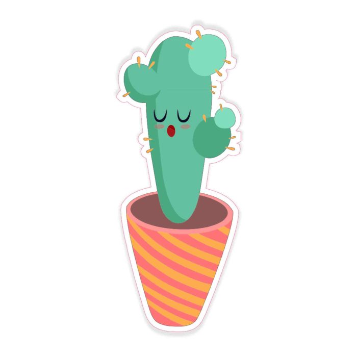 Cute Cactus - Full Color Vinyl Decal - Custom Size - Up to 52 inches