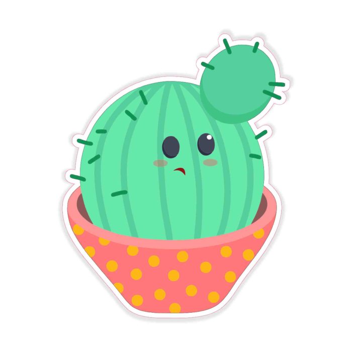 Cute Cactus - Full Color Vinyl Decal - Custom Size - Up to 52 inches