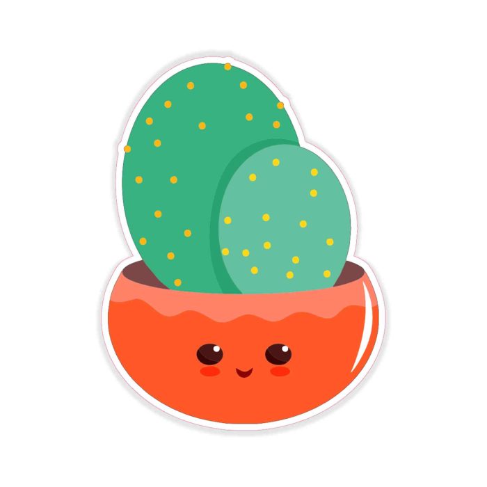 Cute Cactus - Full Color Vinyl Decal - Custom Size - Up to 52 inches