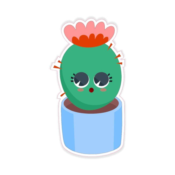 Cute Cactus - Full Color Vinyl Decal - Custom Size - Up to 52 inches