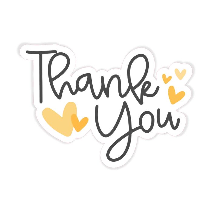 Thank You Full Color Vinyl Decal - Custom Size - Up to 52 inches