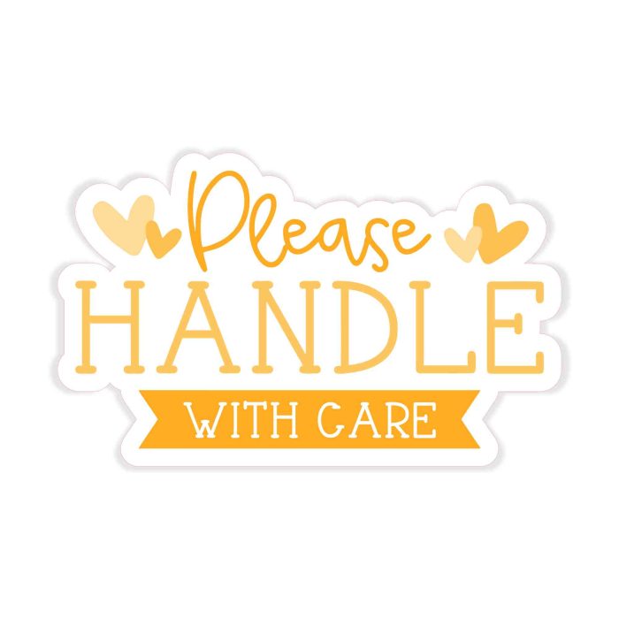 Small Business Handle With Care Full Color Vinyl Decal - Custom Size - Up to 52 inches