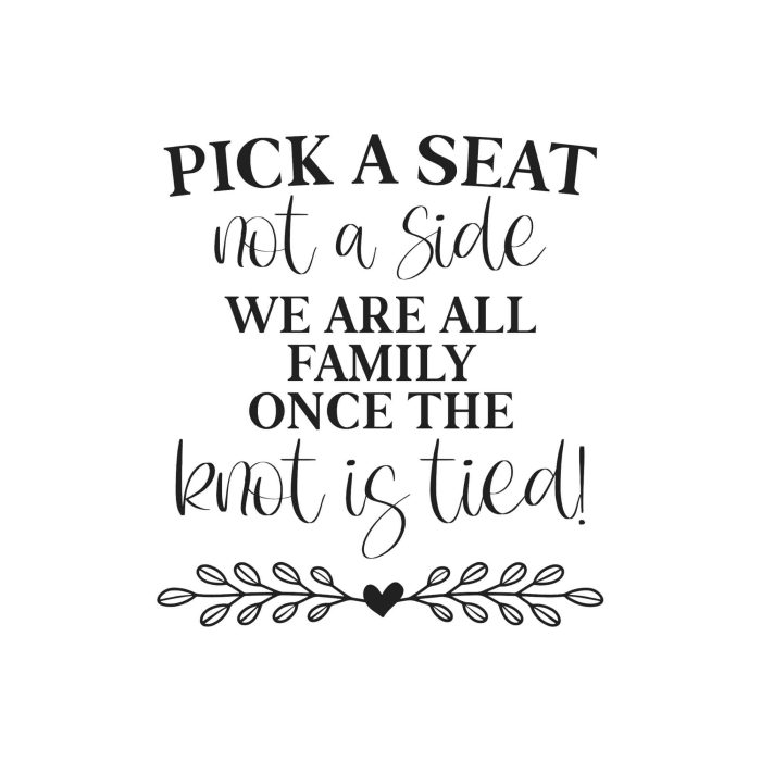 Pick A Seat Not A Side Vinyl Decal - Custom Size - Up to 24 inches