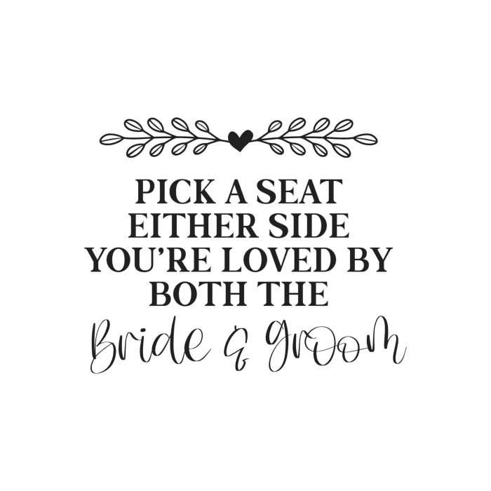 Pick A Seat Either Side Vinyl Decal - Custom Size - Up to 24 inches