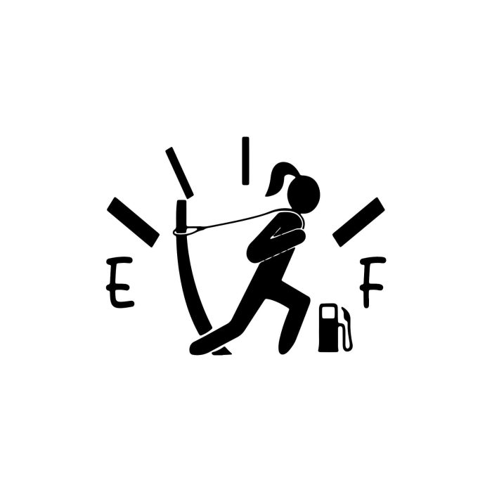 Funny Gas Tank Level Vinyl Decal - Custom Size - Up to 24 inches