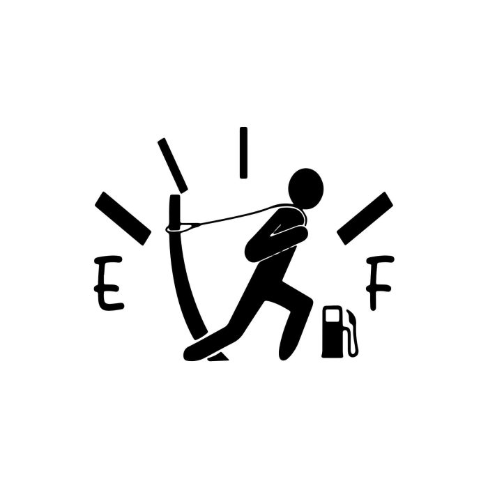 Funny Gas Tank Level Vinyl Decal - Custom Size - Up to 24 inches